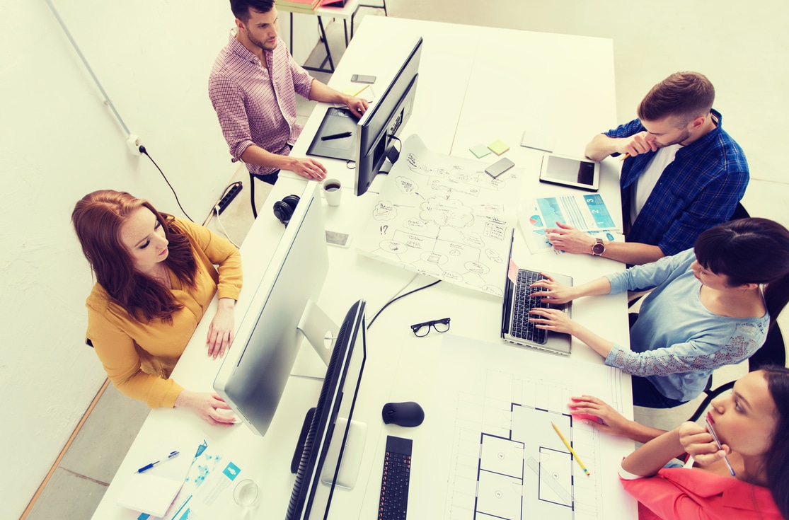 People working on the same table