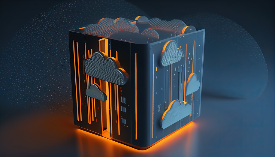Cube with clouds on it