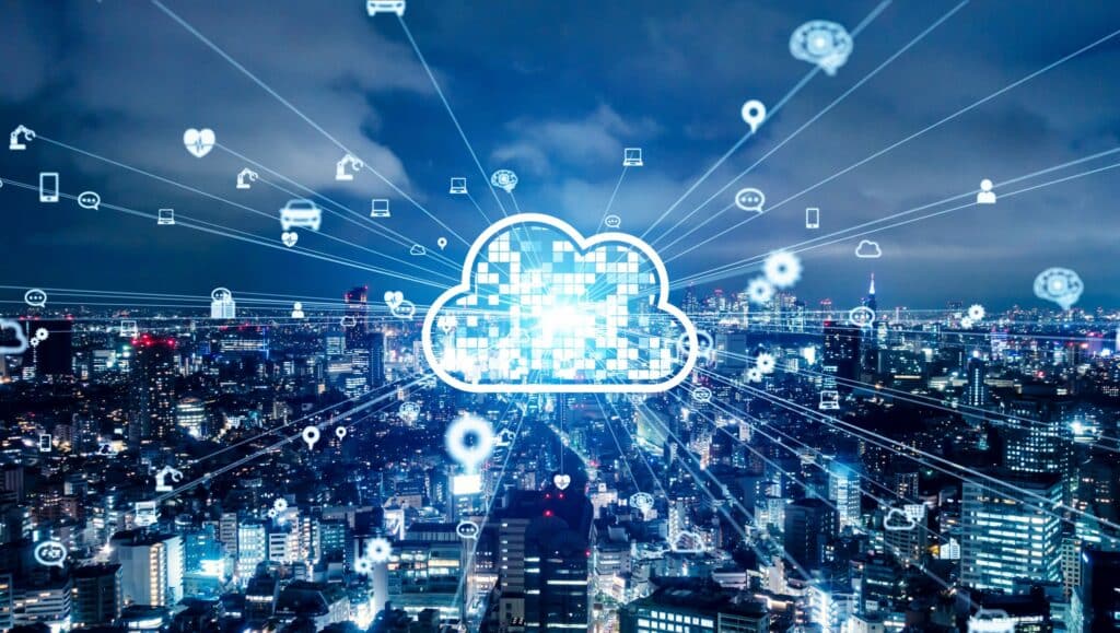 Cloud illustration on top of a city