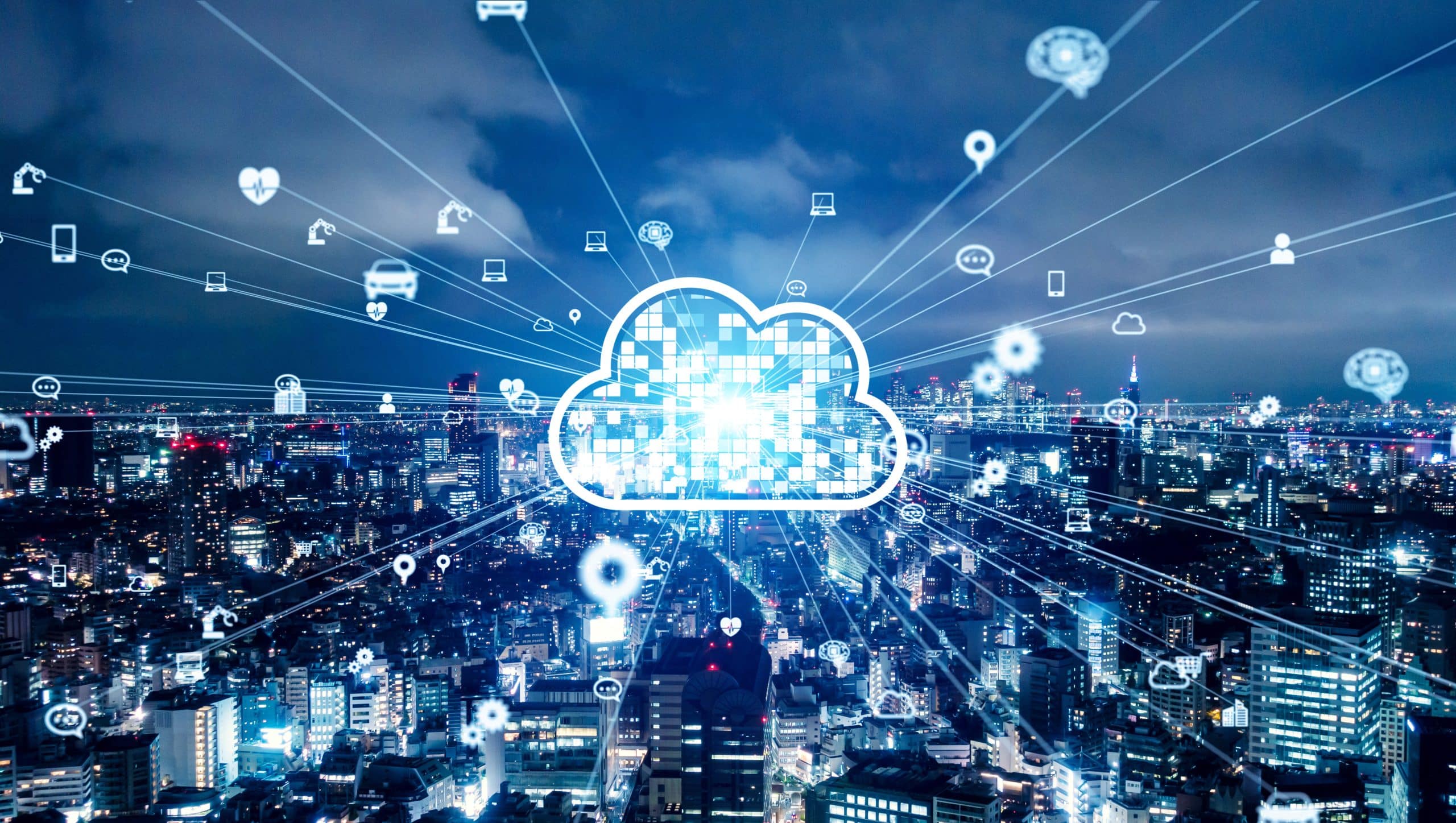 Cloud illustration on top of a city