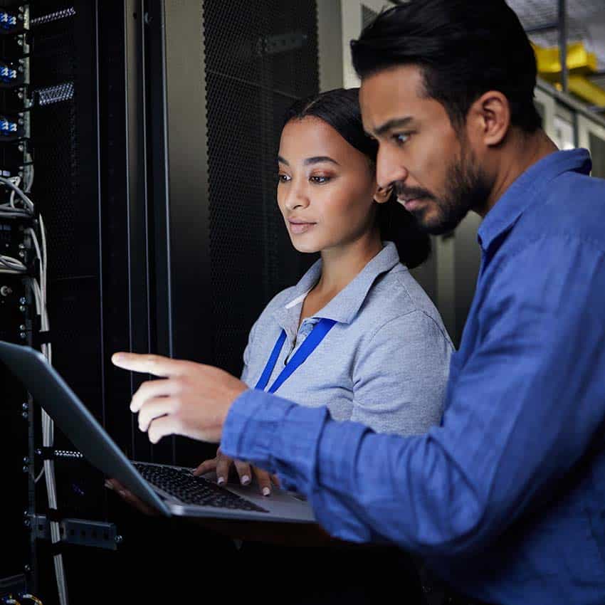 People working on server