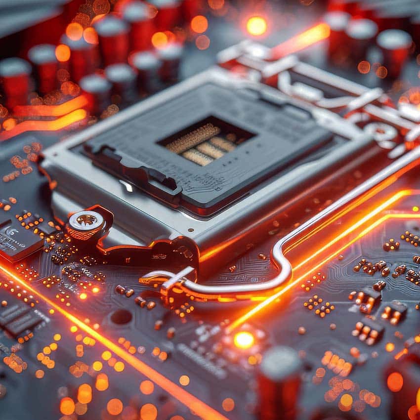 Close up of a CPU slot on motherboard