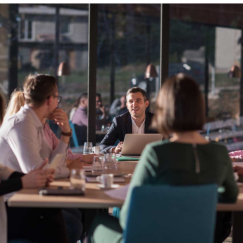 People working around a table